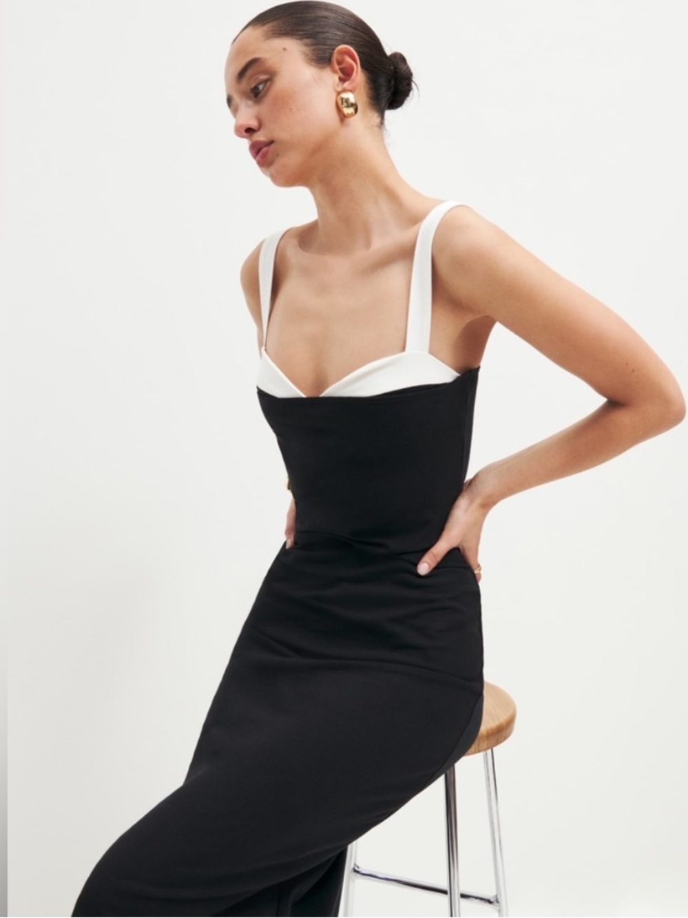 Christian Lacroix Black Dress with White Straps